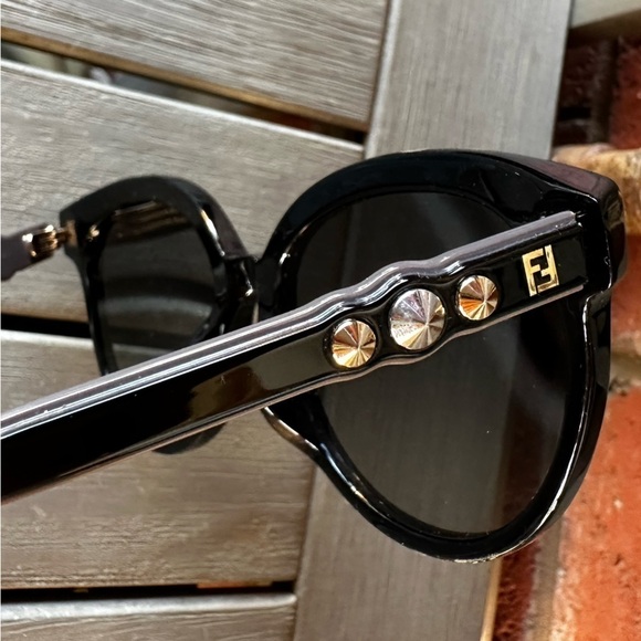 FENDI Fun Fair FF 0268 807 FQ Black Cat Eye Round Sunglasses Mirror lens no case - Picture 3 of 17